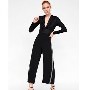 Black Beaded Wide Leg Pants - Zara